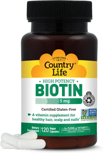 Vista 9 de Country Life Cápsulas veganas de biotina de alta potencia 5 mg, 60 CT