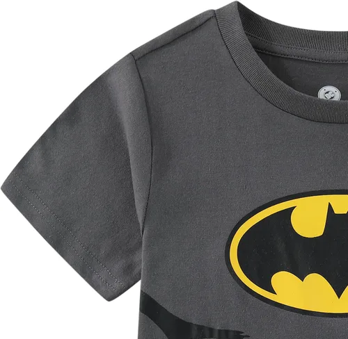 Vista 3 de WARNER BROS Batman - Camiseta de manga corta para niños pequeños y grandes Gris oscuro
