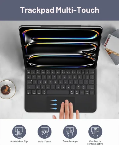 Vista 8 de AUSDOM Funda para iPad Pro de 11 pulgadas con teclado (M5/M4, 2025/2024), funda de teclado para iPad Pro de 11 pulgadas (M4) con soporte magnético