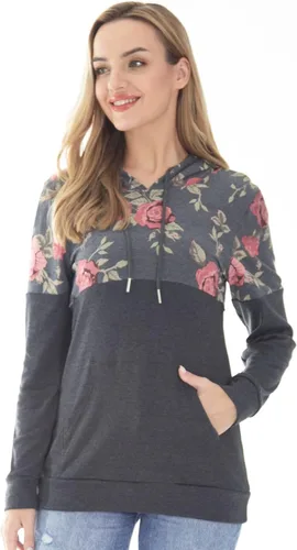 Vista 17 de Bearsland - Suéter de lactancia para mujer, con capucha y bolsillos, para maternidad Verde Armada (ArmyGreen)