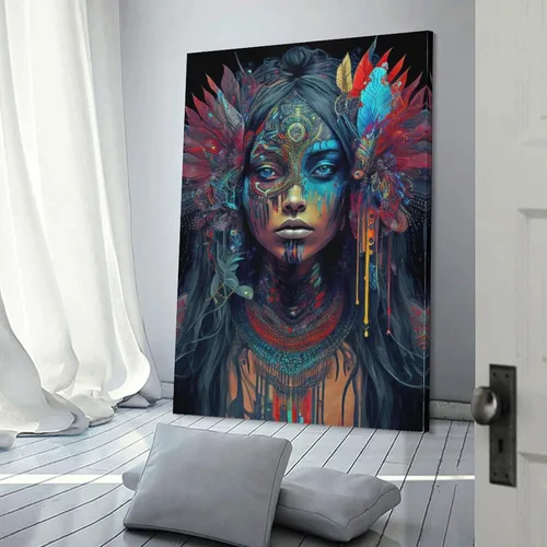 Vista 3 de Lianjue - Póster de princesa azteca, arte azteca, arte psíquico, un póster de arte temeroso, póster de princesa azteca, lienzo femenino, póster