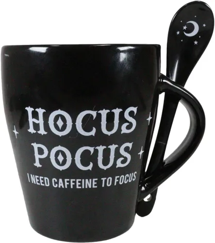 Vista 13 de Ebros Gift Wicca Gothic Alchemy Witchcraft Divinity - Juego de taza y cuchara de porcelana con mango integrado de soporte de cuchara de 9 onzas