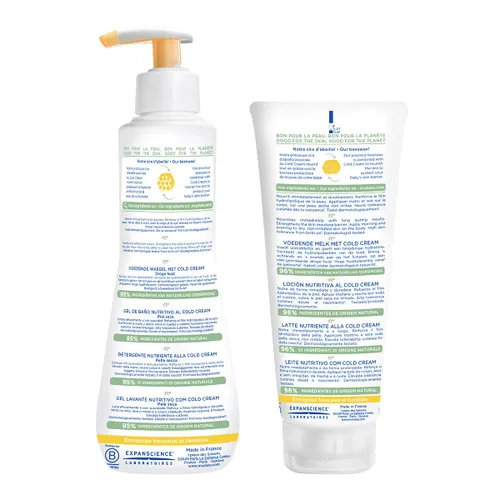 Vista 2 de Mustela Set de regalo para la hora del baño de piel seca para bebés, esenciales para el cuidado de la piel del bebé, con aguacate natural y crema