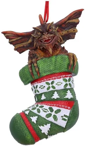 Vista 2 de Nemesis Now Gremlins Mohawk - Adorno decorativo para colgar en medias, 4.7 in, resina, verde, mercancía oficial de Harry Potter, fundida en la mejor