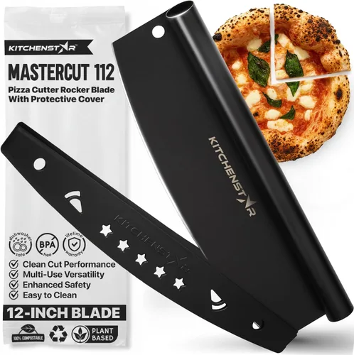 Vista 8 de Cortador de Pizza KitchenStar - Cuchillo de corte de acero inoxidable 304 con hoja súper afilada, mecanismo de eje anti-vacilación, mango ergonómico