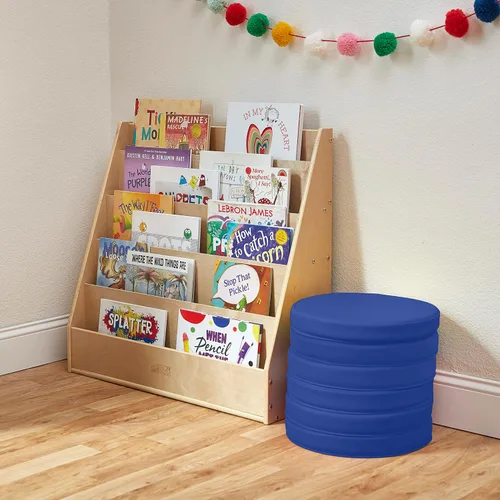 Vista 9 de ECR4Kids SoftZone - Cojines de suelo, redondos, asientos flexibles, color azul, 6 piezas