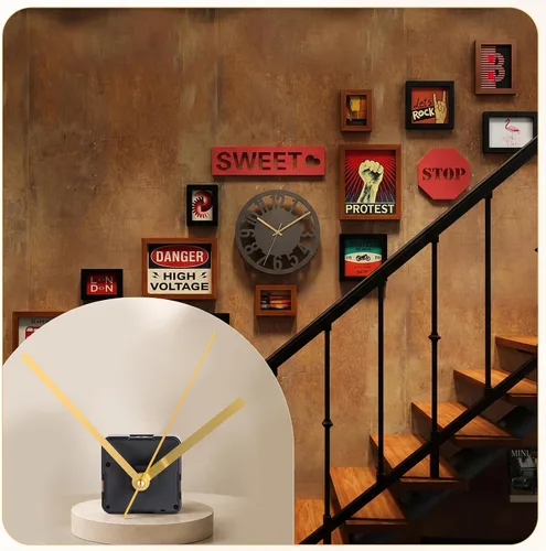 Vista 5 de Mudder Silence Quartz Clock Movement, 0.39 Inch Maximum Dial Thickness, 0.78 Inch Total Shaft Length (Gold)
