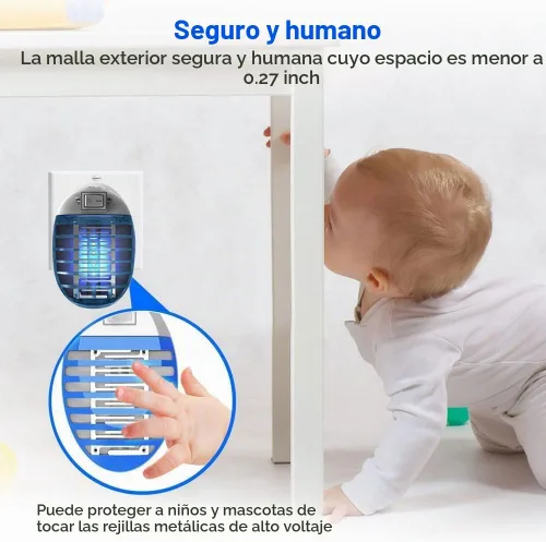 Vista 3 de Exterminador de insectos para interiores, mini trampa cazamoscas para interiores, exterminador electrónico de mosquitos y moscas de la fruta