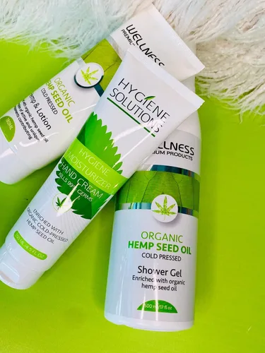 Vista 3 de Wellness Premium Products Loción corporal unisex de aceite de semilla de cáñamo orgánico 6.3 oz Cold-pressed hemp seed oil helps retain moisture