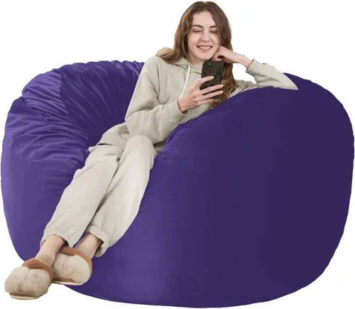 Vista 65 de HABUTWAY Silla de Puf de 2 Pies, Puf de 2' de Sillones Pequeños con Relleno, Silla de Puf en Forma de Lágrima de Terciopelo Ultra Suave con Funda