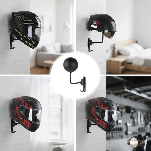 Vista 7 de PUERSI Soporte de pared para casco, rotación de 180°, para motocicleta, bicicleta, carreras, ropa exterior, exhibición de equipo deportivo