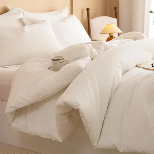 Vista 11 de Cyusri Juego de edredón de algodón a rayas tamaño individual, juego de ropa de cama suave y ligera de 2 piezas con 1 funda de almohada, reversible