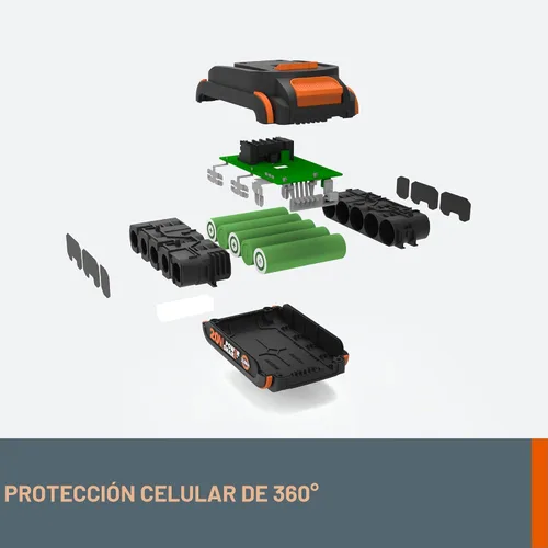 Vista 3 de Batería WORX de 20 V PowerShare de iones de litio de 2.0 Ah, 1 pieza, WA3669