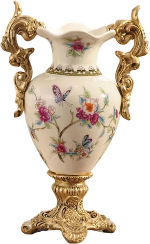 Vista 18 de Jarrón chino de porcelana de cerámica para decoración del hogar, florero japonés de 10.5 pulgadas, recipiente sofisticado para ramas decorativas