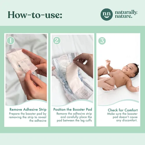 Vista 3 de Naturally Nature Almohadillas elevadoras de pañales con protección contra fugas durante la noche, para mojadores pesados, forros de pañales