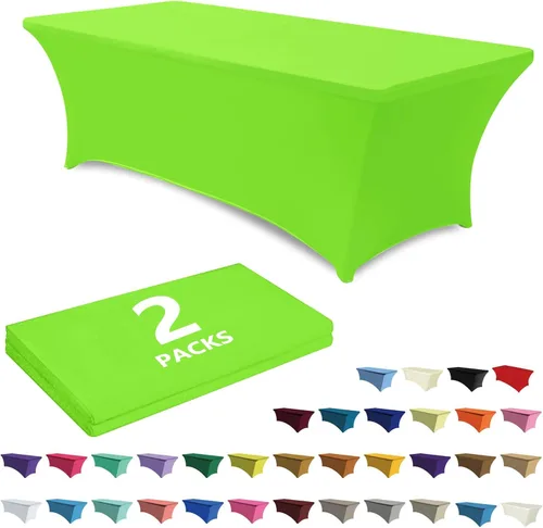 Vista 15 de ABCCANOPY - Paquete de 2 manteles elásticos de elastano de 4 pies Fitted, Washable and Wrinkle Resistant Table Protector for Wedding