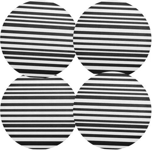 Vista 2 de Black White Stripes Round Placemat, Washable Place Mat Heat Resistant for Kitchen (one Sizex1)
