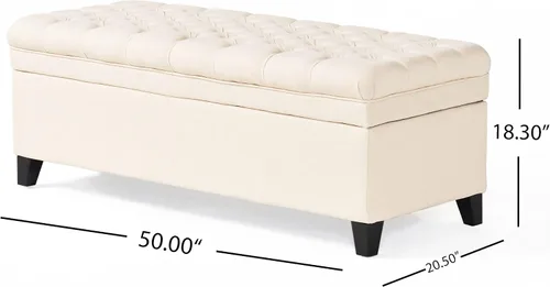 Vista 2 de Christopher Knight Home Juliana - Otomana de almacenamiento de tela, color beige