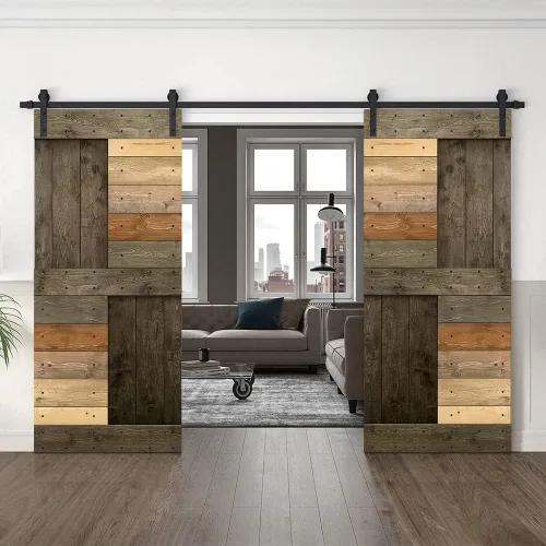 Vista 47 de TMS Serie N - Puerta corrediza interior de madera de pino anudada con kit de herrajes deslizantes (32 x 84 pulgadas, blanco)