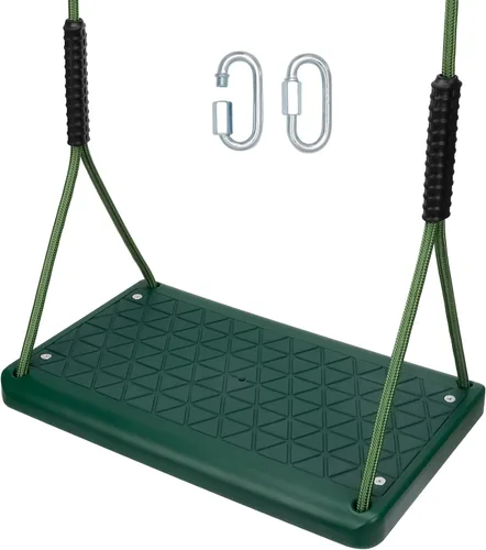 Vista 8 de Asiento de columpio resistente, capacidad de 550 libras, asiento de columpio para exteriores para adultos y niños, color negro
