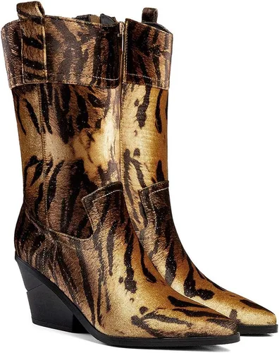 Vista 9 de ANN CREEK Botas 'Orenta' de moda con estampado de tigreanimal para mujer