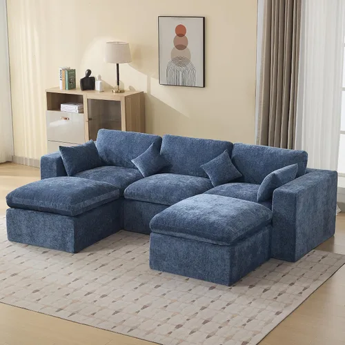Vista 16 de WUTUTUEE Otomana Cloud de 33.5 pulgadas para sofá modular, cómodo reposapiés tapizado de felpilla con espuma viscoelástica, embalaje totalmente