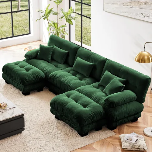 Vista 38 de KEIKI Sofá modular de 94 pulgadas con 4 almohadas, cómodo juego de sofá biplaza Cloud para sofá de asiento profundo suave y profundo, sofá biplaza