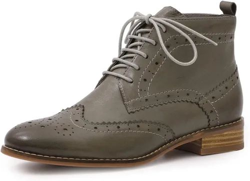 Vista 9 de Mona flying - Botas de cuero para mujer, con cordones, estilo Oxford, brogues, hasta el tobillo, de alta moda, con ataduras, botas de combate
