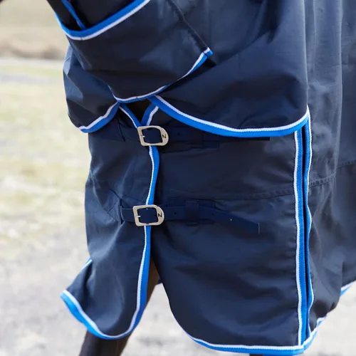 Vista 4 de HORZE Glasgow - Manta de caballo de invierno impermeable de peso medio con cubierta para el cuello (relleno de 5.29 oz), color azul oscuro, 69