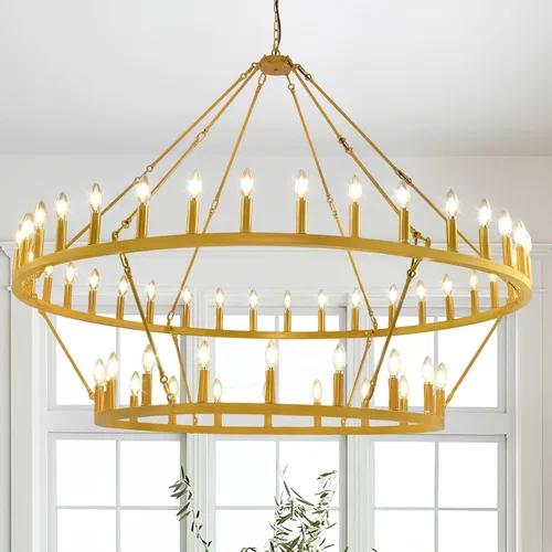 Vista 7 de Candelabro de granja de plata, lámpara de 12 luces con ruedas de carro, accesorio de luz para comedor, lámparas rústicas de isla de cocina GHDFGD-10