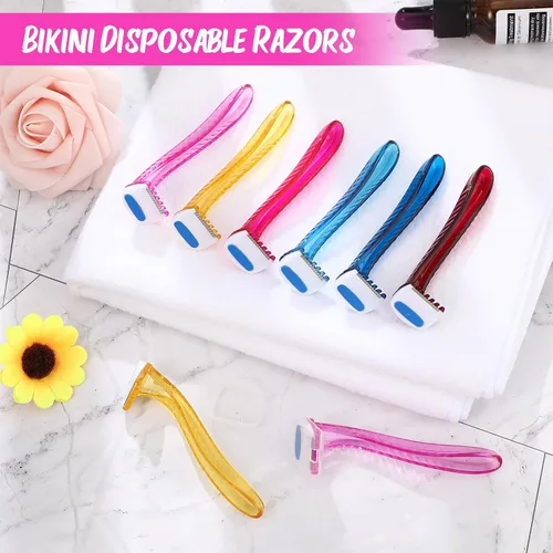 Vista 5 de Honoson 16 piezas de maquinilla de afeitar desechables para mujer, kit de afeitado de piel sensible con cubierta protectora, recortadora