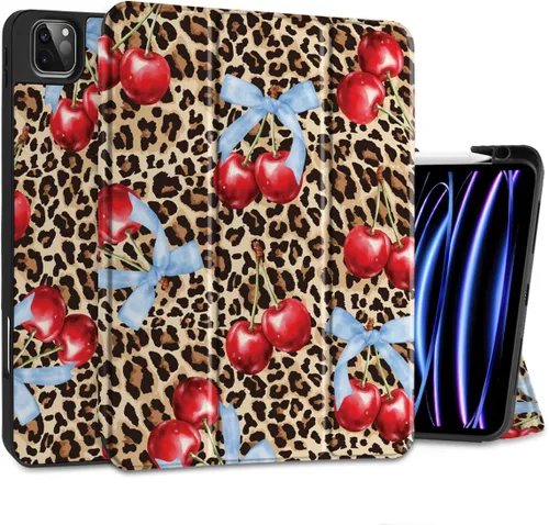Vista 10 de DONGKE Funda para iPad Pro de 12.9 pulgadas 6ª generación 2022, soporte para lápiz integrado + soporte triple + encendido automático/apagado + funda