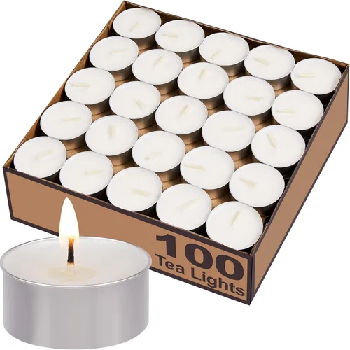 Vista 9 de Velas de Té a Granel - Paquete de 300, Más de 4.5 Horas de Combustión Completa, Velas de Té Sin Aroma, Sin Humo, Llama Brillante, Velas de Té