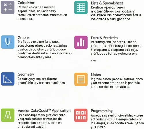 Vista 5 de Texas Instruments TI-Nspire CX II CAS - Calculadora gráfica Pantalla a color, 8 aplicaciones integradas, programación Python, software incluido