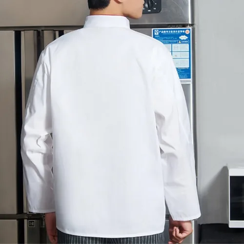 Vista 4 de Unisex Chef Coat for Hotel Kitchen Restaurant Food Service Uniform ShortLong Sleeve Chef Jacket for Men Women