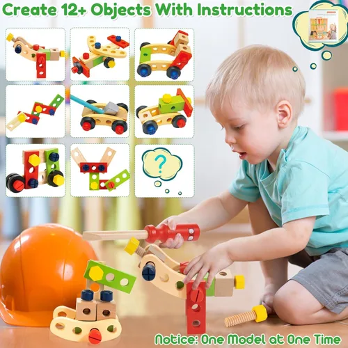 Vista 2 de Kit de herramientas de madera para niños, juego de herramientas Montessori