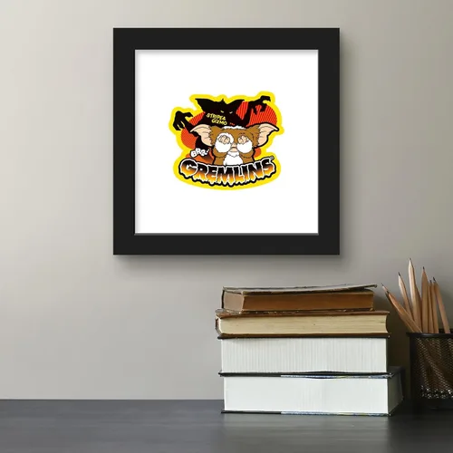 Vista 4 de Trends International Gallery Pops Gremlins - Arte de pared de rayas y Gizmo, versión enmarcada negra, 12 x 12 pulgadas