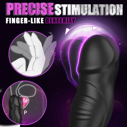 Vista 3 de Vibrador anal masculino Masajeador de próstata Juguetes con anillo para la polla, 9 oscilaciones de empuje y vibración Control remoto Consolador