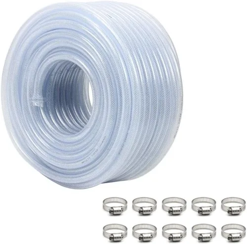 Vista 7 de Tubo de PVC trenzado transparente de alta presión, flexible, 1/2" DI, 10 pies