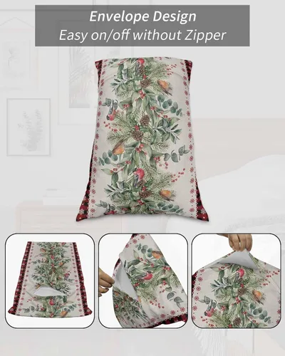 Vista 7 de Fundas de almohada navideñas de tamaño estándar, 2 paquetes de fundas de almohada suaves para cama, fundas de almohada para sofá de cuerpo largo
