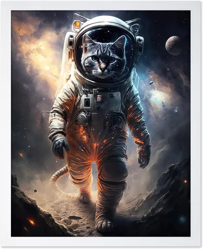 Vista 40 de Poster Master Póster vintage de animales – Impresión retro divertida – Regalo para artista, amigo – Oso Grizzly en traje espacial, astronauta, luna