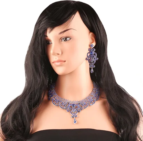 Vista 97 de Conjunto precioso de collar con look real Indian Bollywood, maravillosamente decorado, conjunto de collar adornado para mujer.
