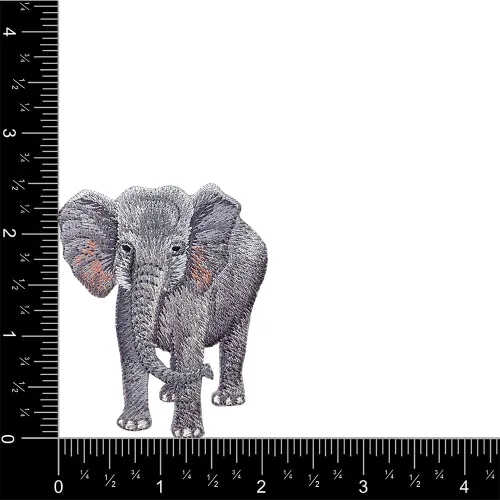 Vista 2 de Elefante realista, animales, bordado, parche para planchar (elefante - 1 pieza)