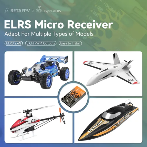 Vista 3 de BETAFPV ExpressLRS Micro Receptor Soporte 5 CH PWM Salidas Función a Prueba de Fallos con IPEX MHF T Antena Compatible con Multirotores Helicópteros