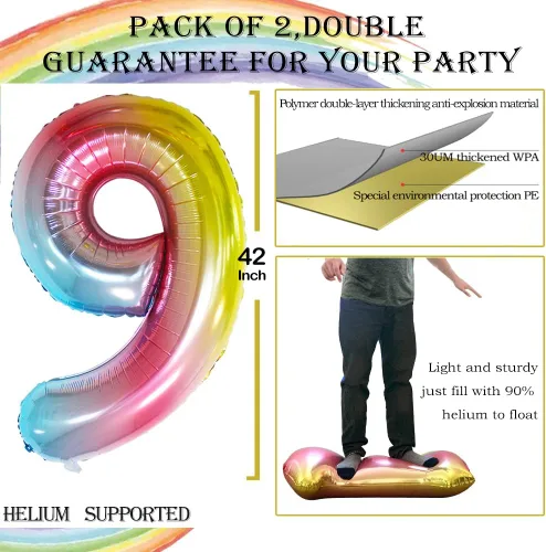 Vista 18 de GOER Globos Número 10 para Decoraciones de Fiesta de 10º Cumpleaños, Globos de Helio de Papel de Aluminio Jumbo de 42 Pulgadas para 10º Aniversario
