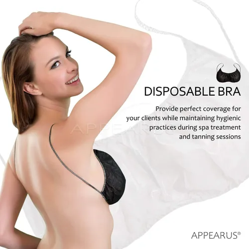 Vista 2 de APPEARUS Sujetadores desechables Spa Bra Top Brassieres Ropa interior para bronceado en aerosol y tratamientos corporales, negro, Negro