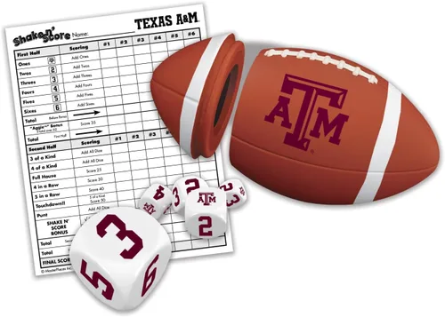Vista 2 de Masterpieces Juego de dados Texas A&M Aggies Shake N' Score - Juego de viaje coleccionable - A partir de 12 años