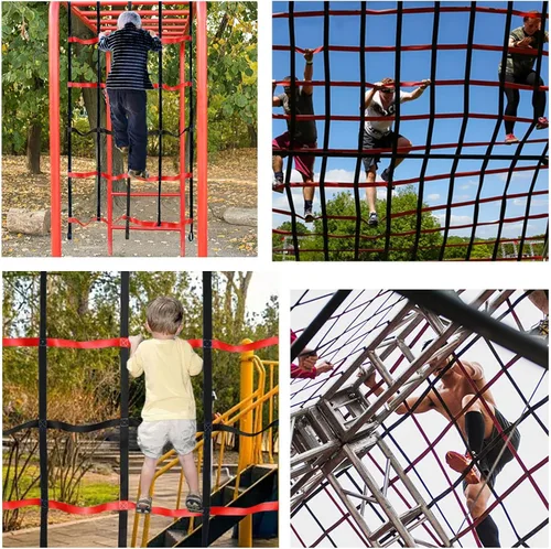 Vista 7 de Red de Carga para Escalar, Columpio de Patio de Juegos al Aire Libre, Accesorios de Conjunto de Columpios para Curso de Obstáculos Ninja para Niños