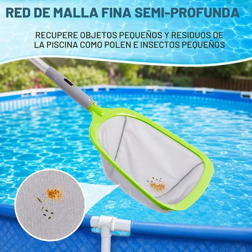Vista 4 de Sepetrel Kit de limpieza de piscina de lujo con aspiradora de chorro, cepillo, red de skimmer semi-profunda y poste ajustable de 57.5 pulgadas