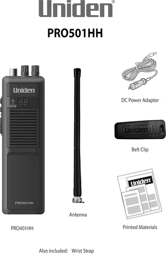 Vista 6 de Uniden PRO501HH Pro-Series - Radio CB portátil de 40 canales, radio de emergencia/viaje, pantalla LCD grande, ahorro de energía alta/baja, 4 vatios